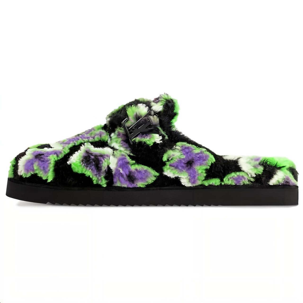 LOUIS VUITTON Rubber Sole Odor Resistant Closed Toe Slippers Men's Black Green