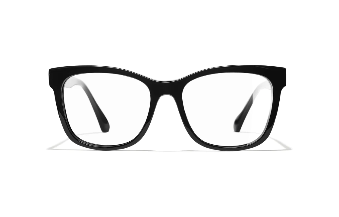 CHANEL Acetate Irregular Shape Eyeglass Frames Men's Black