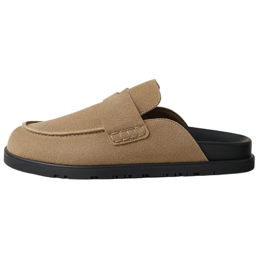 HERMES Go Closed Toe Slippers Women's Beige Yellow