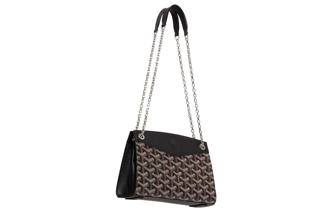 GOYARD Rouette Canvas With Leather Totes Chain Bag Shoulder Bag Women's Black