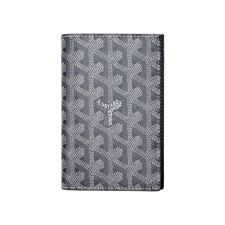 GOYARD Grenelle Canvas With Calfskin Card Holder Passport Holder Unisex Gray