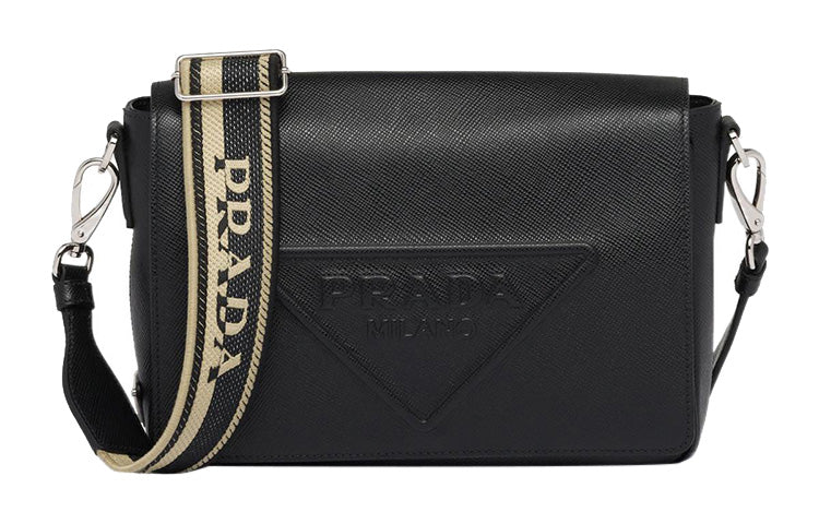 PRADA Leather Messenger Bag, Crossbody Bag, Shoulder Bag Men's Black
