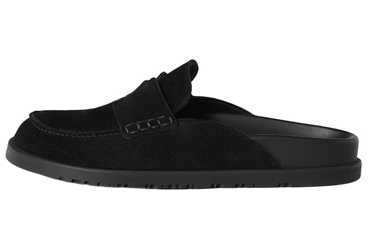 HERMES Go Mule Noir Suede Calkfskin Men's