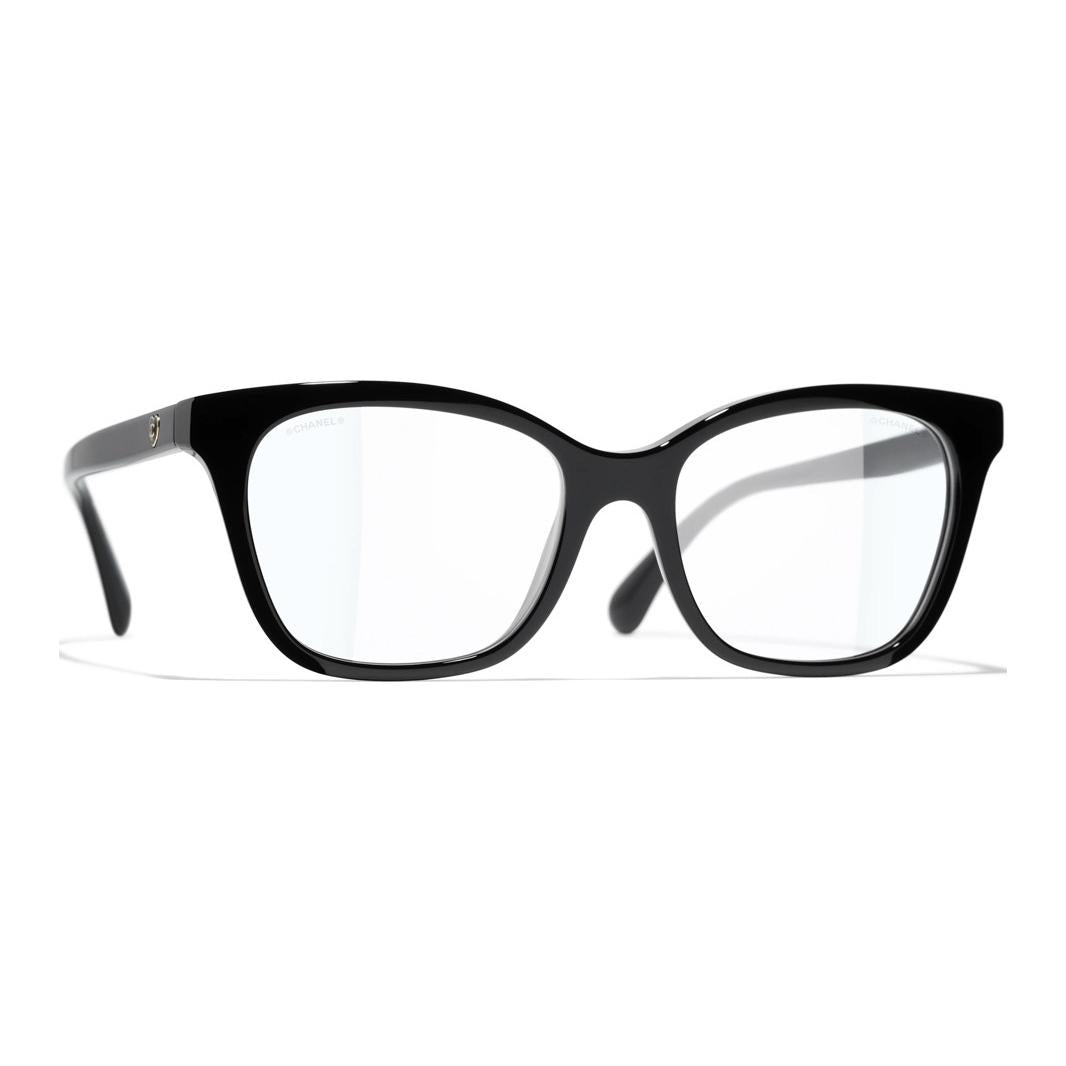 CHANEL Acetate Butterfly Eyeglass Frames Unisex Black