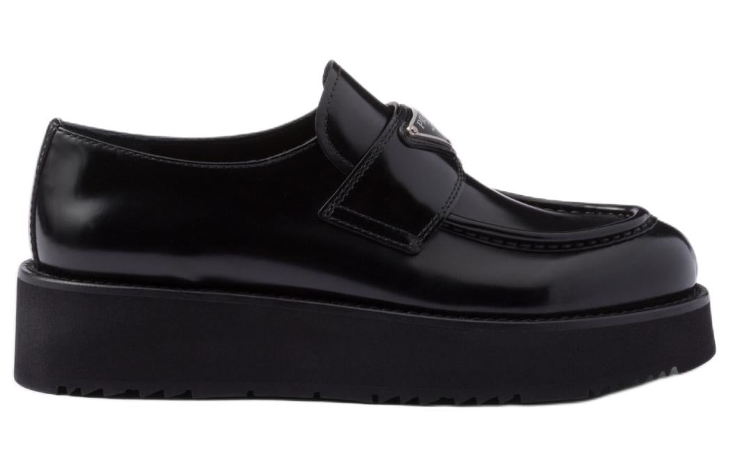 PRADA Triangle-logo Leather Loafers