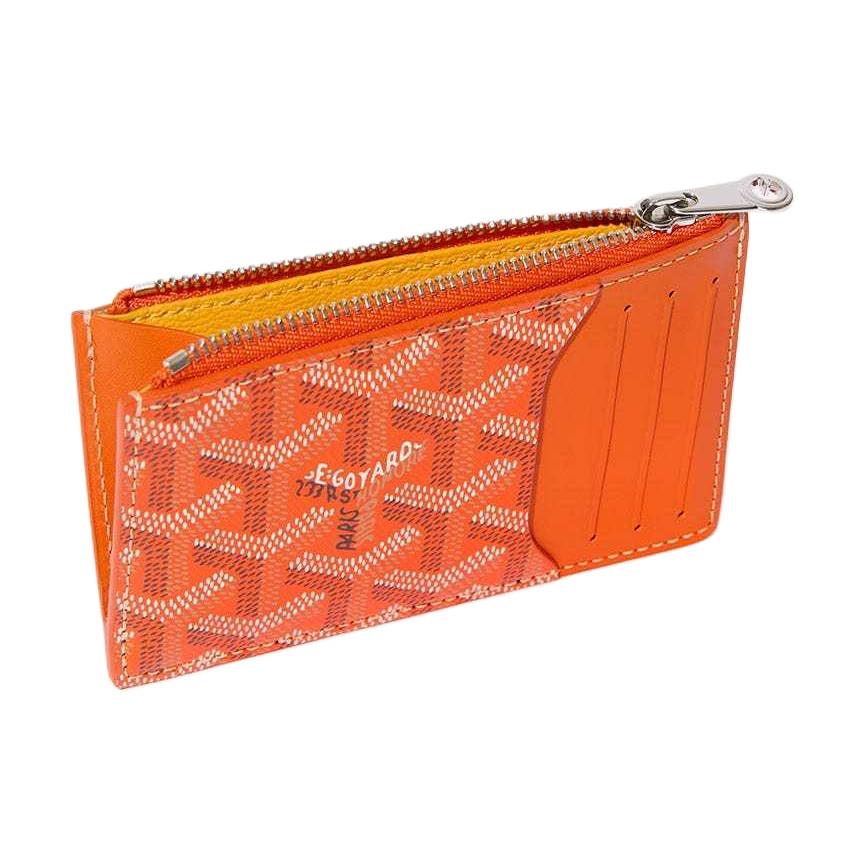 GOYARD Canvas With Calfskin Card Holder Unisex Orange
