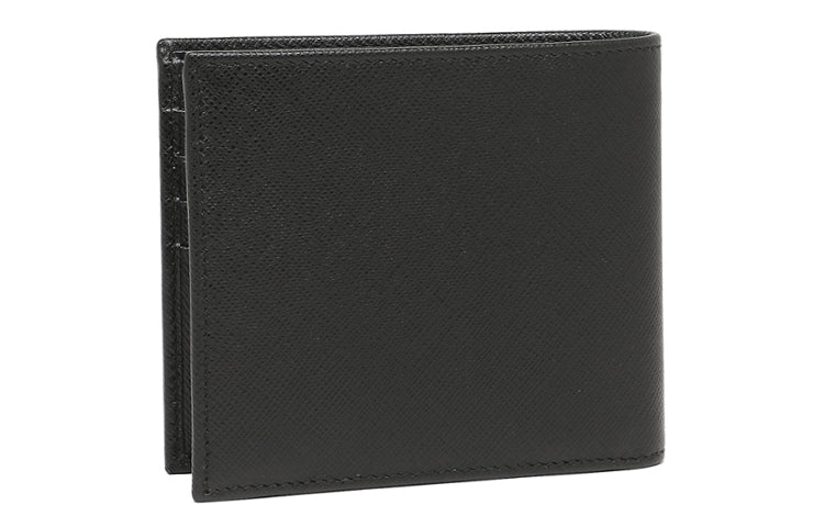 PRADA Cow Leather Money Clip Wallet Unisex Black