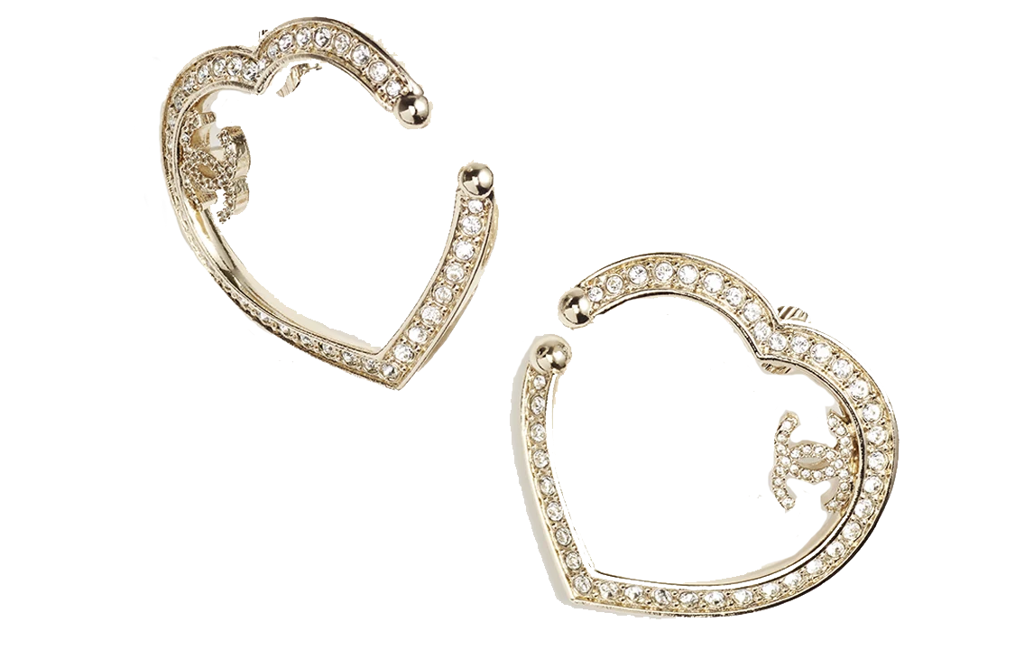 CHANEL Rhinestone Earrings Women's Gold