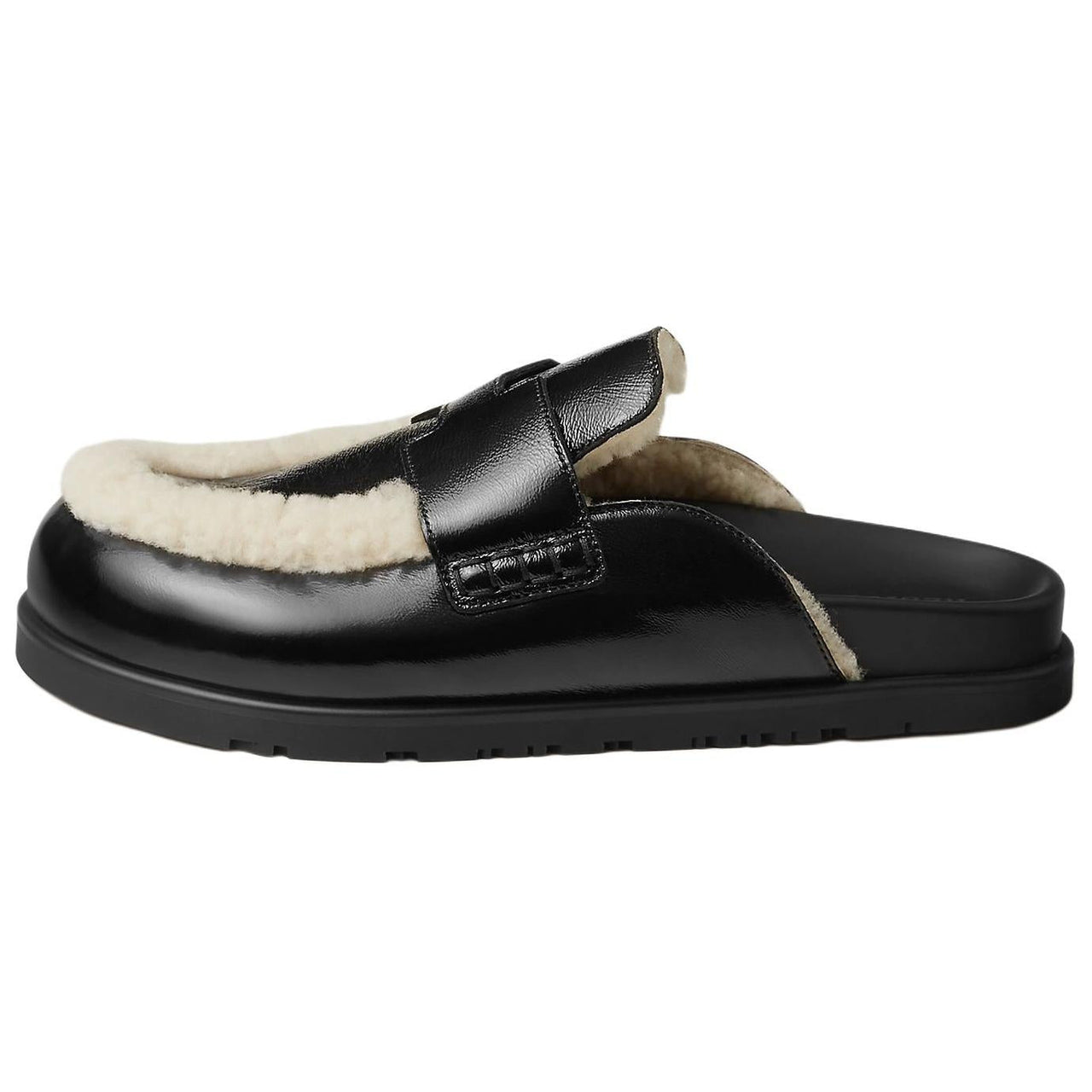 HERMES Go Wrap-toe Slippers Women's Black