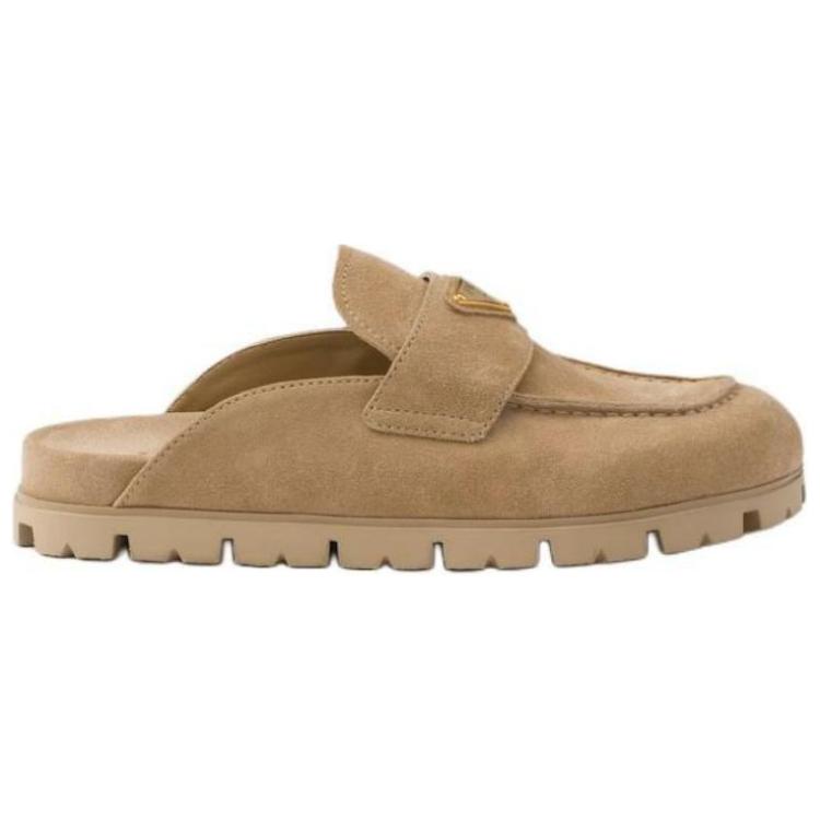 PRADA Triangle-logo Suede Slippers