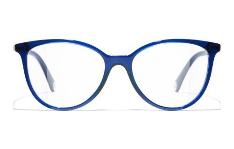 CHANEL Acetate Butterfly Eyeglass Frames Men's Blue