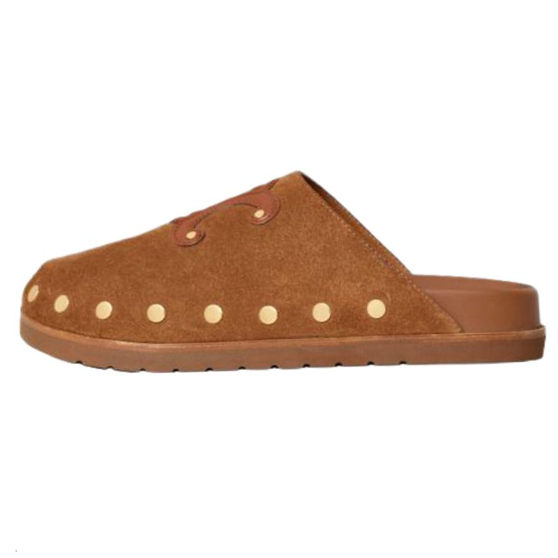 CELINE Rubber Sole Slip Resistant Closed Toe Slippers Women's Brown