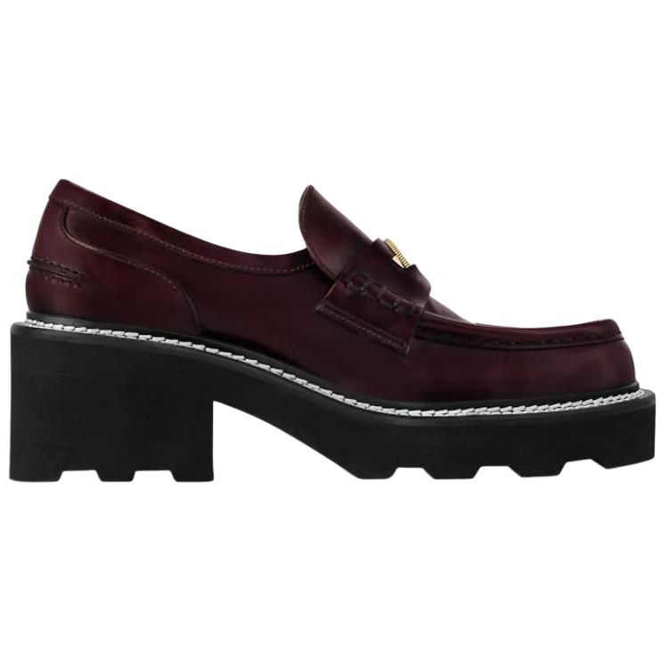 LOUIS VUITTON Beaubourg Loafers 4cm Women's Red