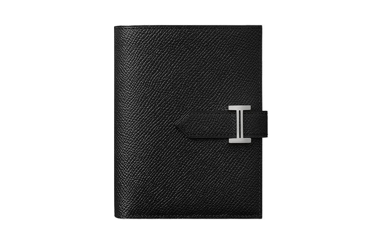 HERMES Bearn Epsom Calfskin Short Wallet Women's Noir Black