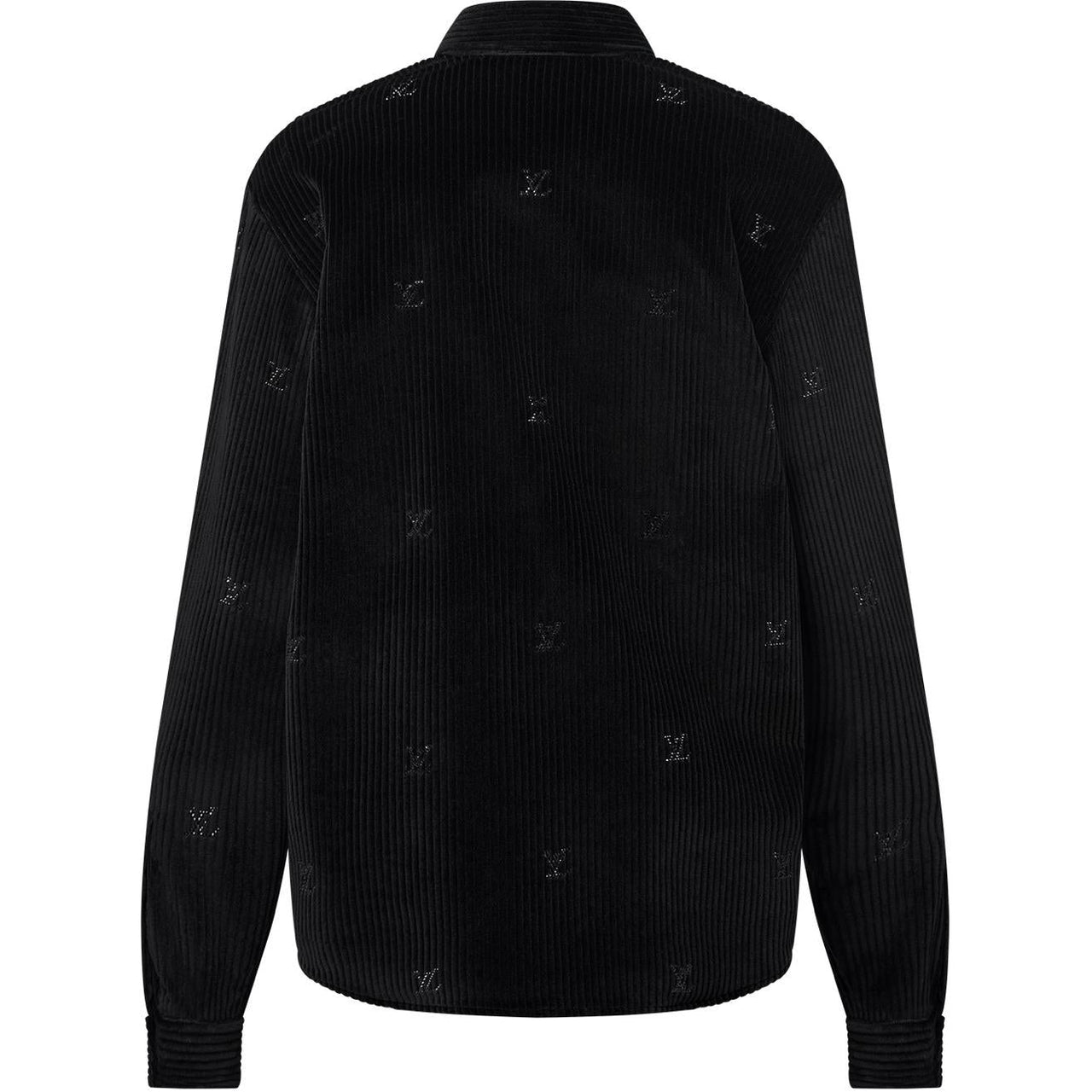 LOUIS VUITTON Long-Sleeved Lv Blason Embellished Corduroy Shirt