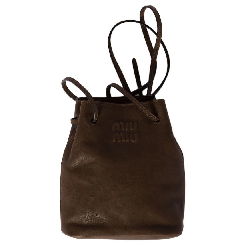 MIU MIU Leather Handbag, Small Bucket Lucky Bag, Shoulder Bag, Crossbody Bag Mini Women's Tundra
