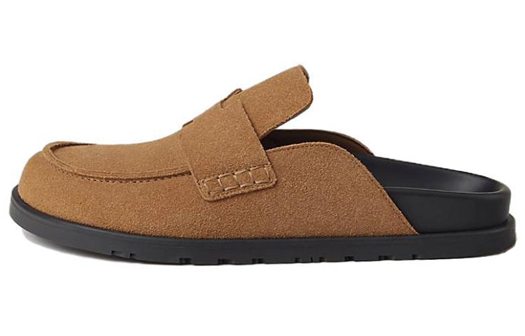 HERMES Go Rubber Sole Wrap-toe Slippers Men's Brown