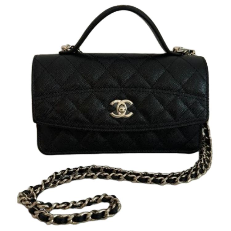 CHANEL Grain Calfskin Shoulder Bag, Crossbody Bag, Handbag Women's Black