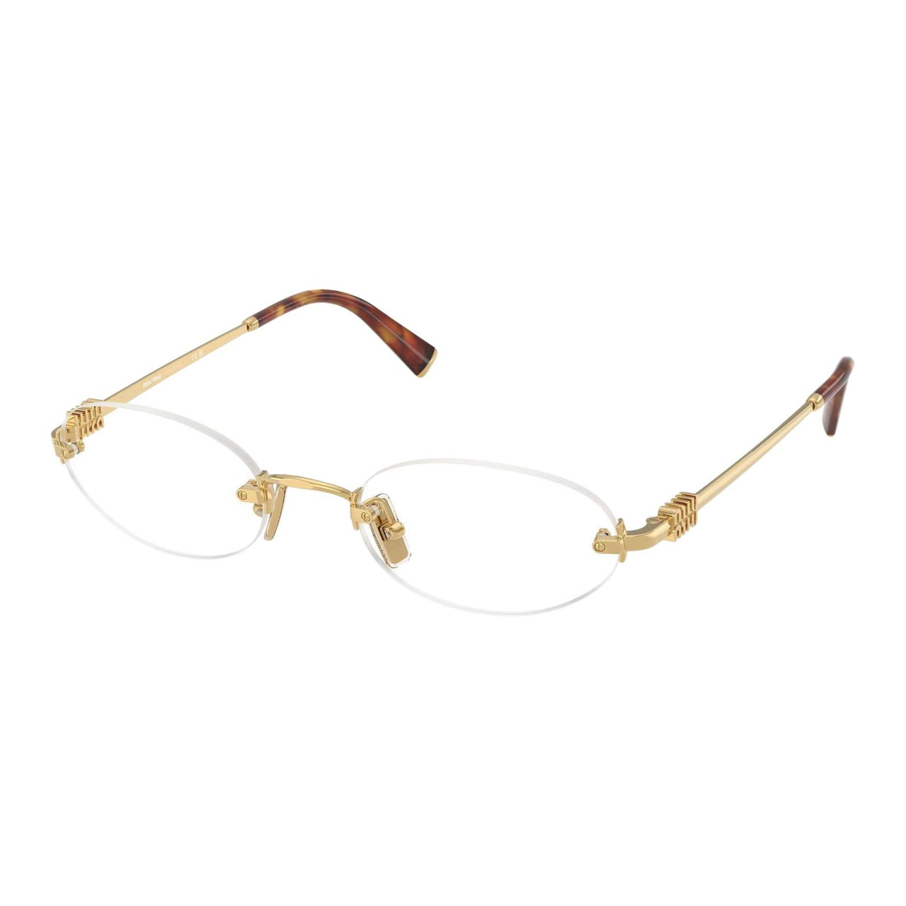 MIU MIU Alloy Oval Eyeglass Frames Women's Gold