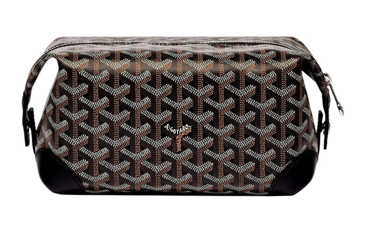 GOYARD Canvas With Heifer Skin Travel Bag Toiletry Bag Regular Unisex Black