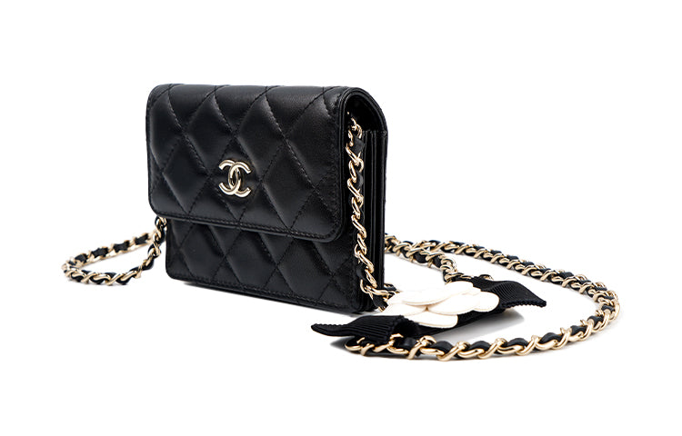 CHANEL WOC Lambskin Shoulder Bag, Crossbody Bag, Coin Purse, Card Holder Mini Women's Black