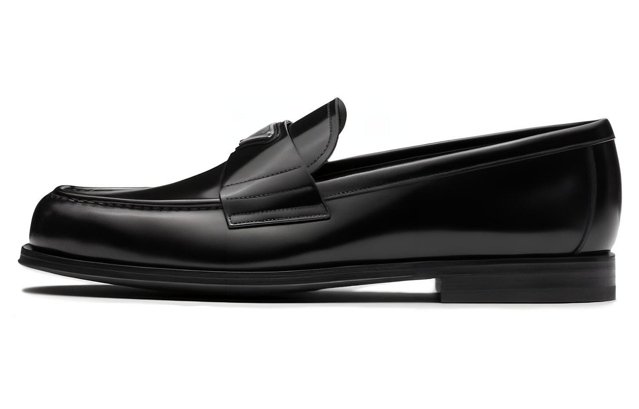 PRADA Triangle-logo Brushed-leather Loafers