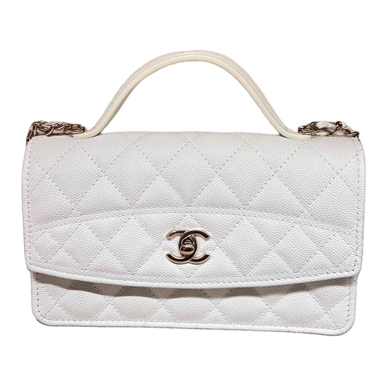 CHANEL Grain Calfskin Trunk Bag, Shoulder Bag, Crossbody Bag, Handbag Women's Milk White