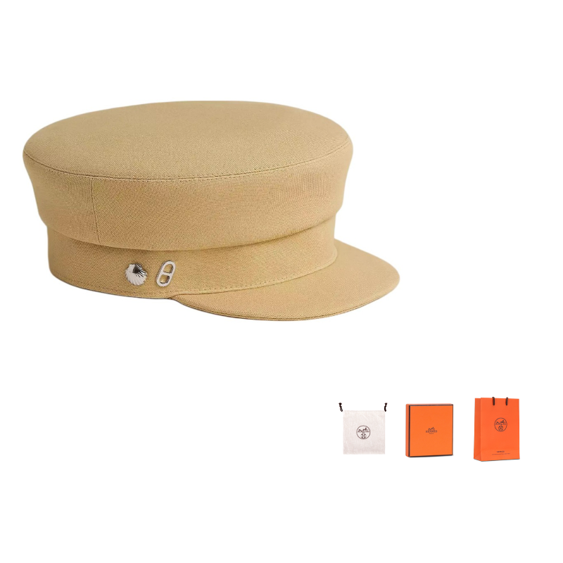 HERMES Cotton Berets Women's Beige