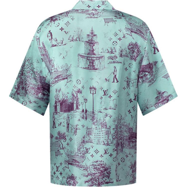 LOUIS VUITTON Printed Short-Sleeved Silk Shirt