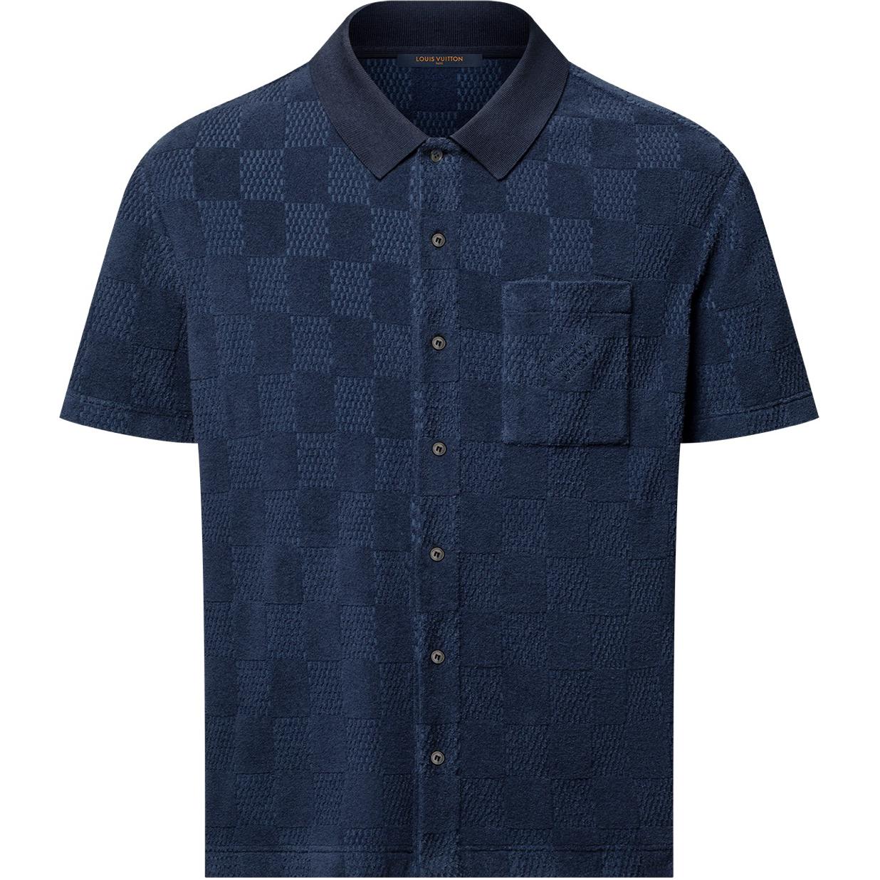 LOUIS VUITTON Damier French Terry Short-Sleeved Cotton-Blend Shirt
