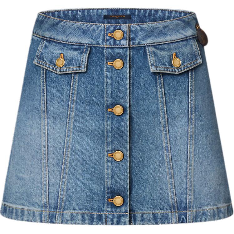 LOUIS VUITTON Button Front Denim Mini Skirt