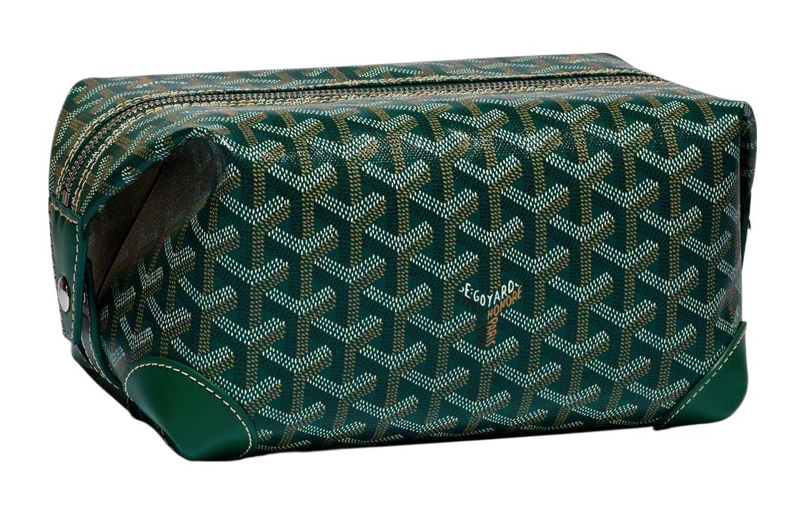 GOYARD Canvas With Heifer Skin Travel Bag Toiletry Bag Unisex Green