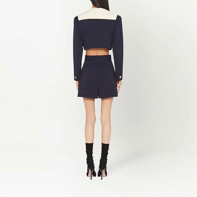 MIU MIU SS22 Cropped Coat Women's Marine Blue