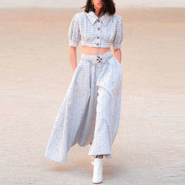 CHANEL SS22 Cropped Coat Women's Light Gray