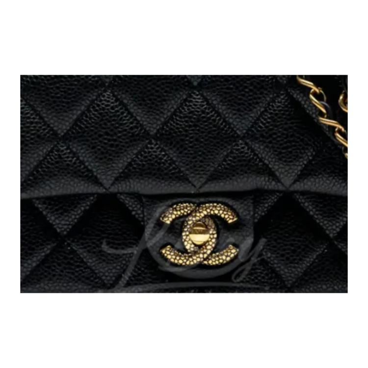 CHANEL Fish Paste Leather Shoulder Bag Mini Women's Black