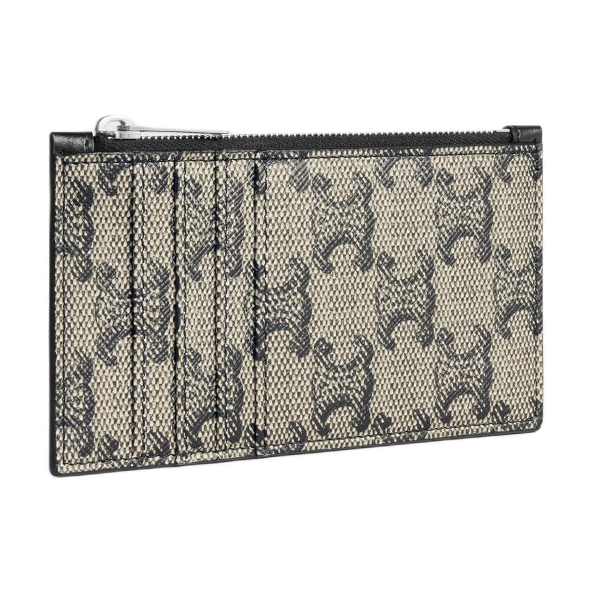 CELINE Canvas paneled Calfskin Trim Card Holder Women's Light Umber