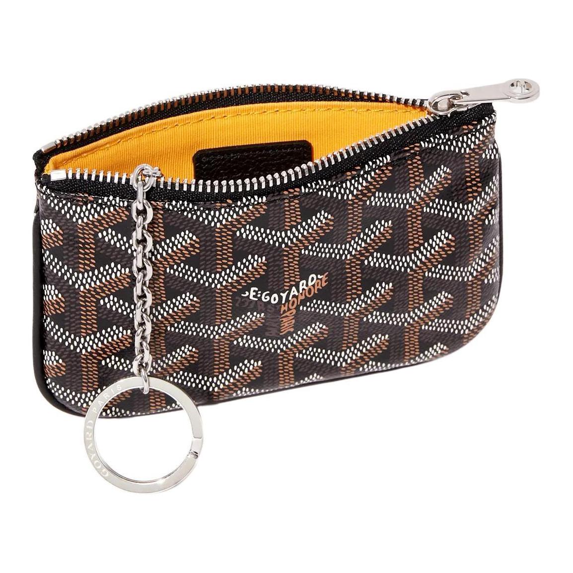 GOYARD Canvas With Calfskin Key Pouch Unisex Black