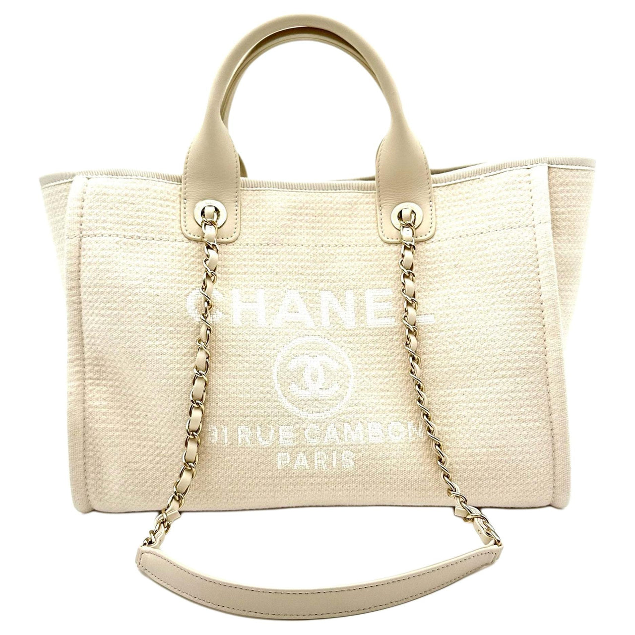 CHANEL Canvas Canvas Bag Tote Bag Shopping Bag Shoulder Bag Handbag Women's Cream