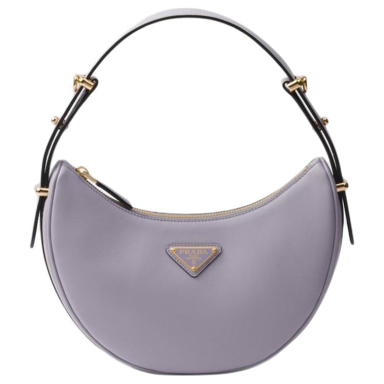 PRADA Arque Leather Portable Crossbody Bag, Shoulder Bag Women's Light Purple