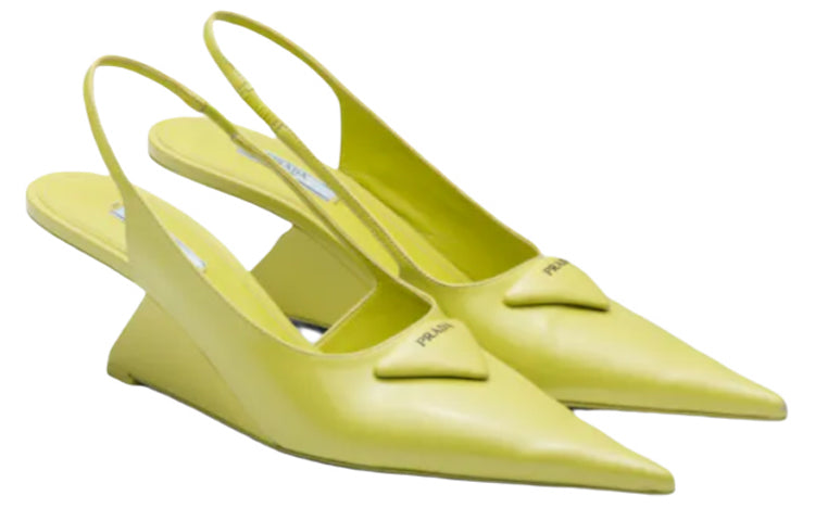 PRADA Wedge Heel Fashion High Heels Women's Lime Green