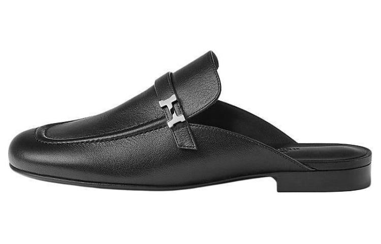 HERMES Wrap-toe Slippers Women's Black