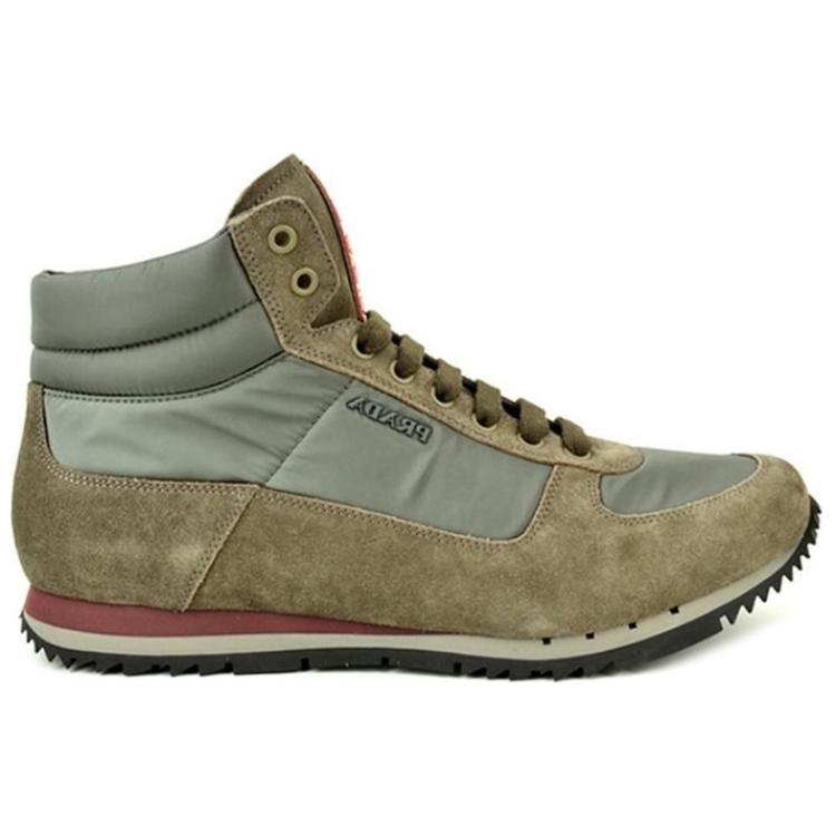 PRADA Abrasion Resistant High Top Sports Casual Shoes Brown