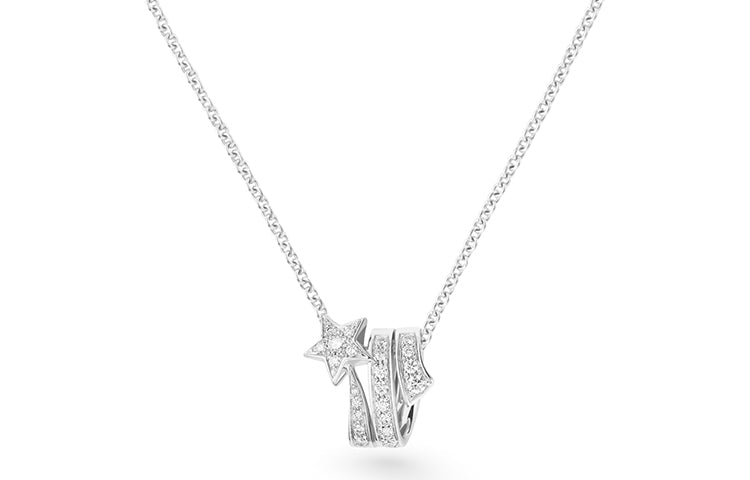 CHANEL 18K White Gold Diamonds Necklaces Women's