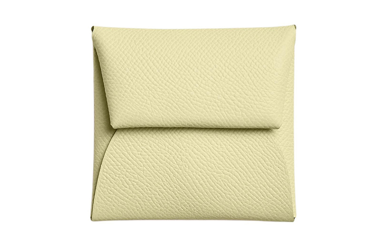 HERMES Bastia Epsom Calfskin Coin Purses Wallets Women's Milton Yellow