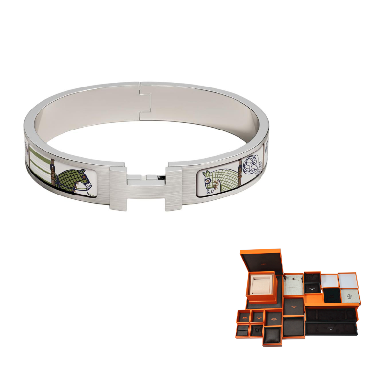 HERMES Palladium Plated Bangles Unisex White