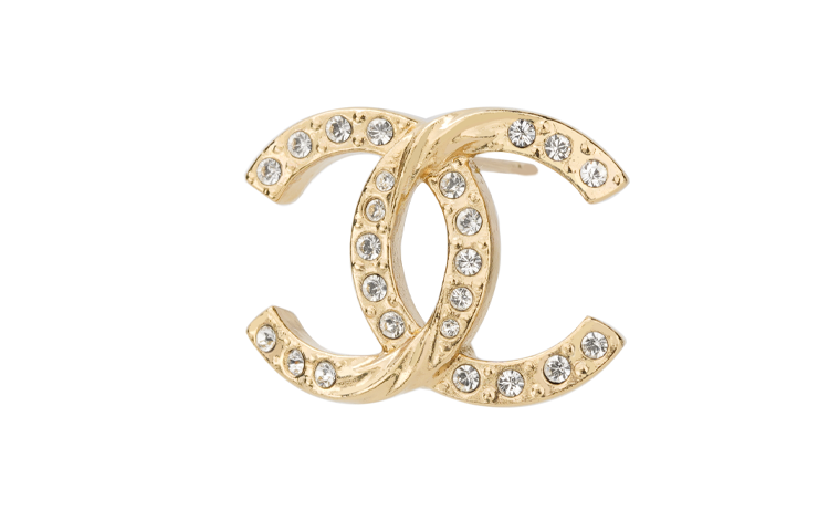 CHANEL Crystal Cc Logo Stud Earrings ABA157