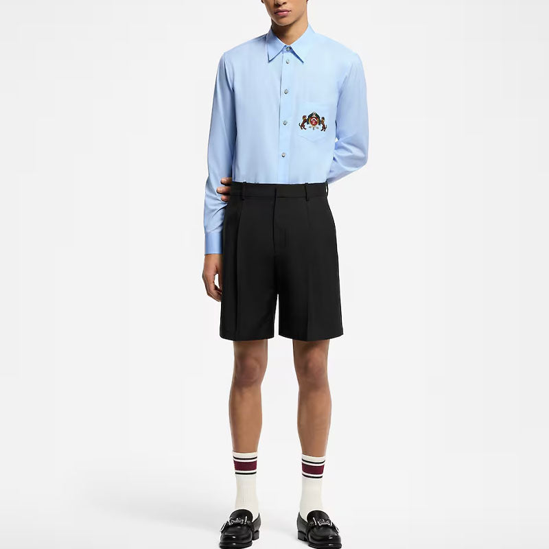 LOUIS VUITTON Embroidered Long-Sleeved Cotton Shirt