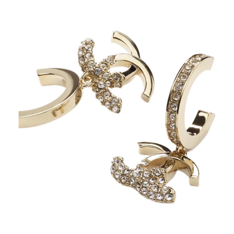 CHANEL Metal Earrings Women's Gold