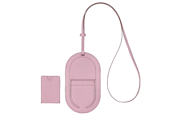 HERMES In The Loop Mysore Goat Skin Pig Nose Cell Phone Pouch Women's X9 Mauve Sylvestre Mallow Purple