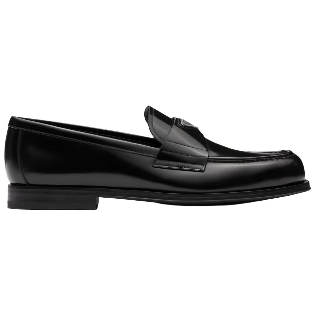 PRADA Triangle-logo Brushed-leather Loafers